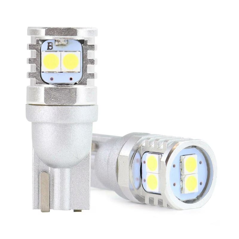 Set becuri auto pozitie Amio Led 6SMD 3030, 12/24V, soclu T10, 2 buc, alb