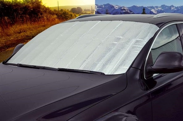 Parasolar Auto pentru Parbriz Fata, Folie Reflectorizanta Argintie cu Spuma, EPE