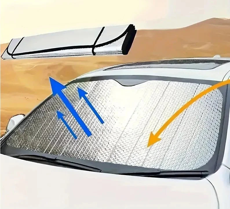 Parasolar Auto pentru Parbriz Fata, Folie Reflectorizanta Argintie cu Spuma, EPE
